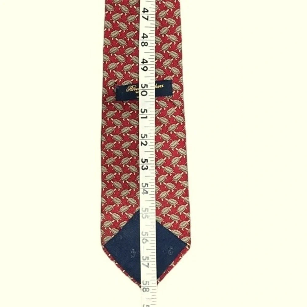 Brooks Brothers‎ Makers Necktie Men Red Green Turtle Print Silk Made in USA